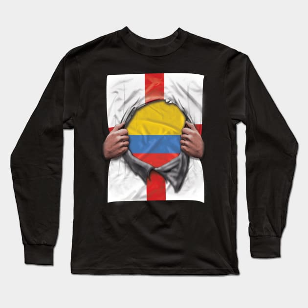 Colombia Flag English Flag Ripped - Gift for Colombian From Colombia Long Sleeve T-Shirt by Country Flags